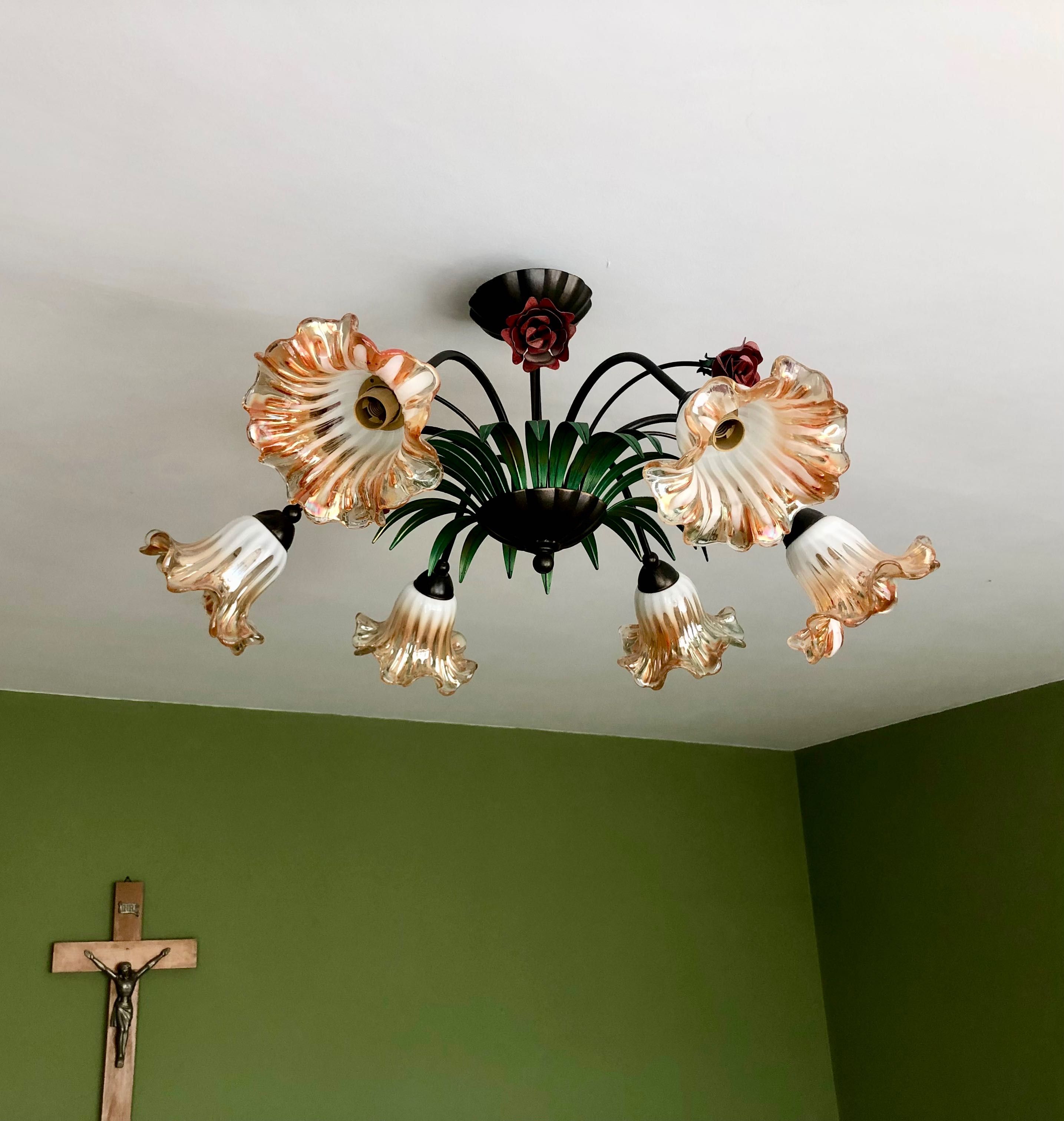 Przepiękny rustykalny żyrandol lampa wisząca romantyczne róże 6x40W