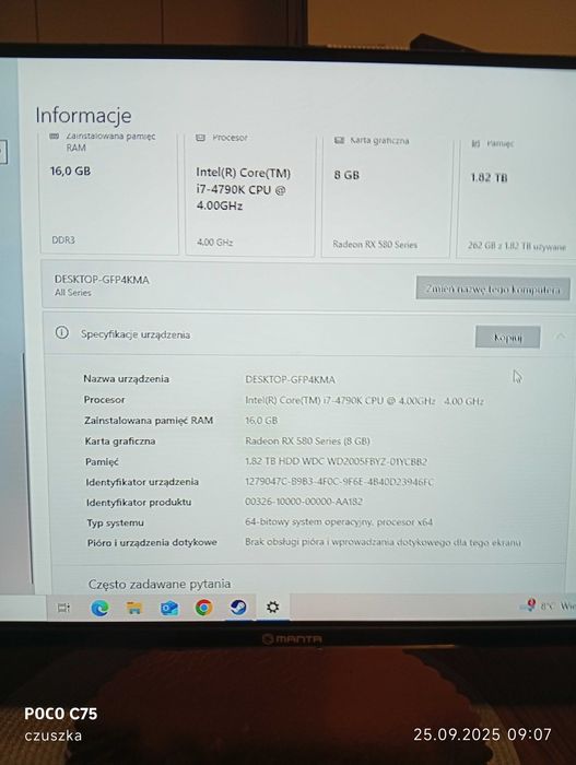 Komputer gamingowy i7, RX 580 Red devil