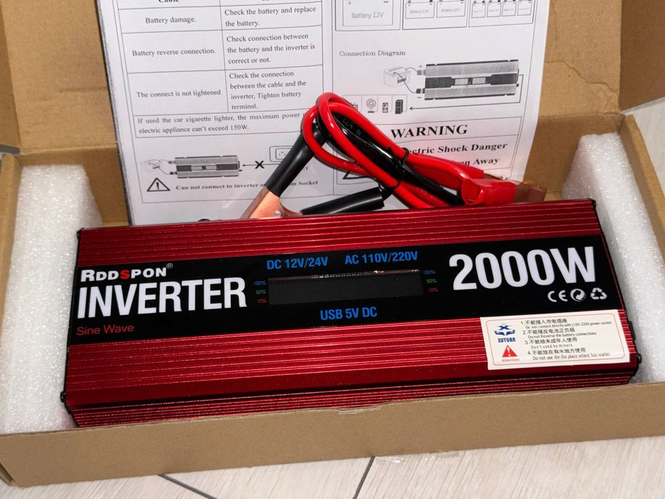 Інвертор 12V - 220V 2000W | Якісна збірка. Товсті трансформатори,