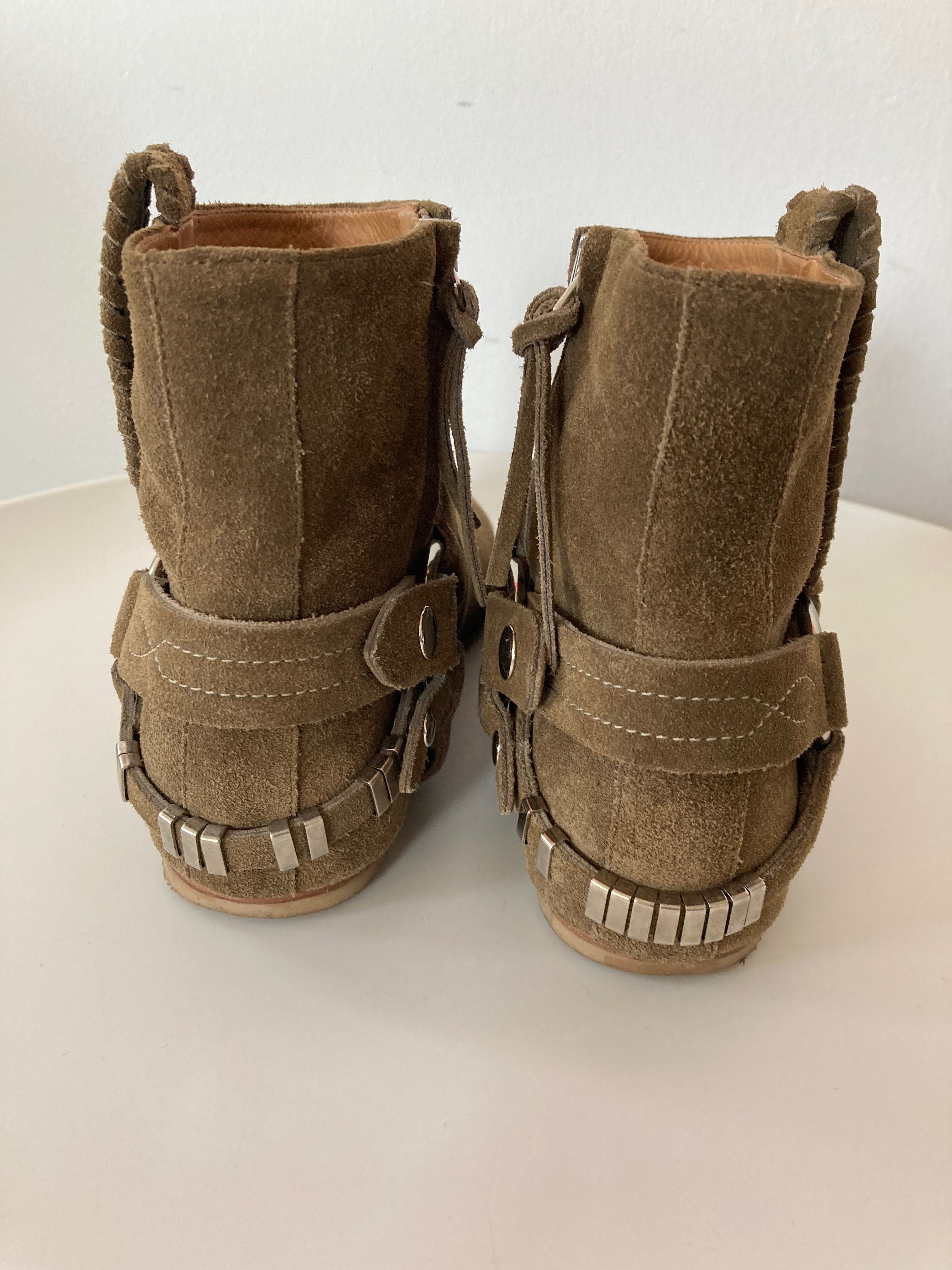 Botki Isabel Marant Gaucho 37 khaki/ beż zamsz Oryginalne buty +karton