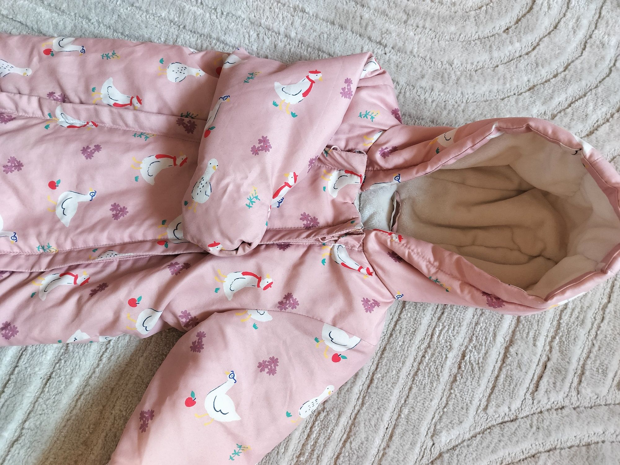 Kombinezon zimowy ocieplany dziewczynka baby girl 74 80 cm róż wieś vi