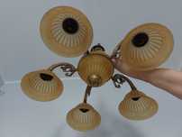 Lampa nowy żyrandol pięcioramienny styl retro szkło solidny