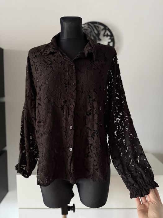 Brązowa koszula koronkowa koronka viralowa HIT