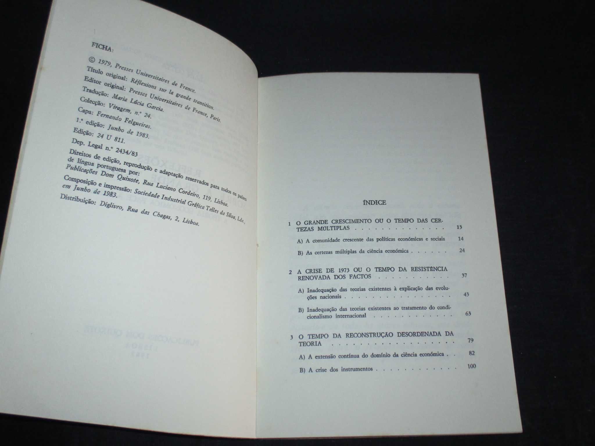 Livro Reflexões sobre a Grande Transição Alain Cotta