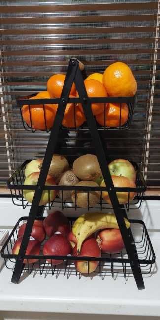 Stojak z koszykami na owoce warzywa do kuchni akcesoria 3 poziomy