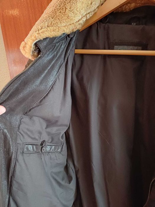 Blusão de Couro Masculino Aviador com gola amovível (Tamanho 52)