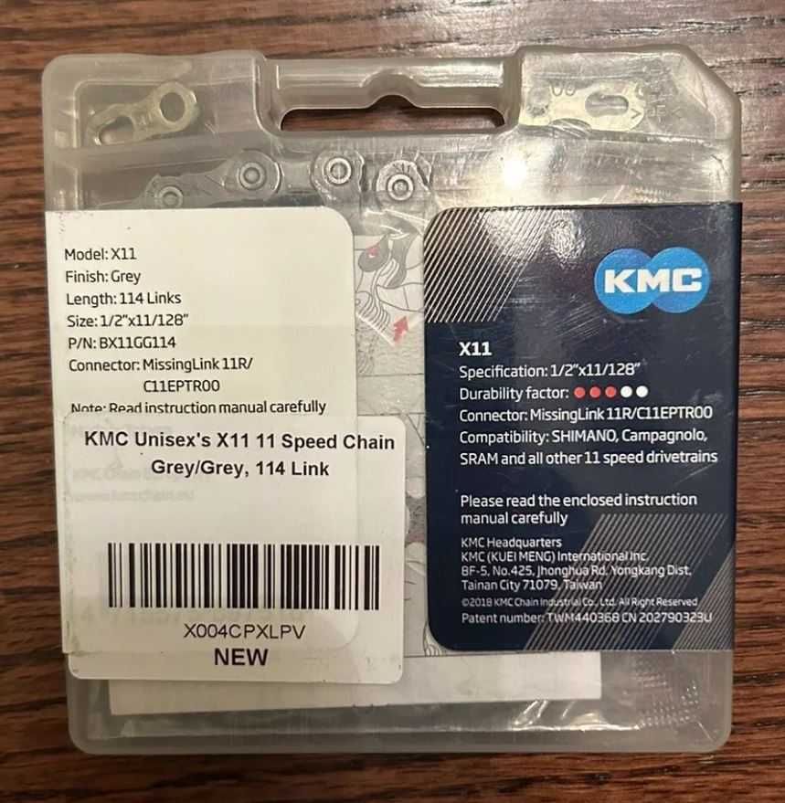 Цепь KMC X11 Grey 11 скоростей 114 звеньев + замок