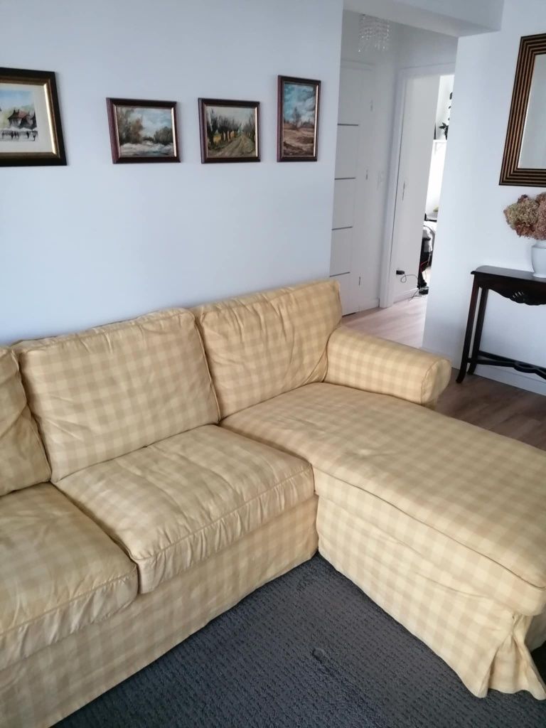 Ektorp sofa 3 os z podnóżkiem + 2 obicia