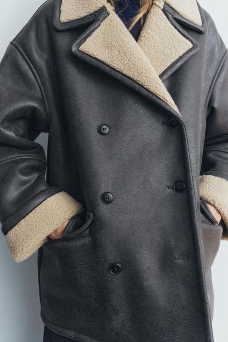 Дублянка куртка зимова дубльонка Зара зимняя дублянка Zara