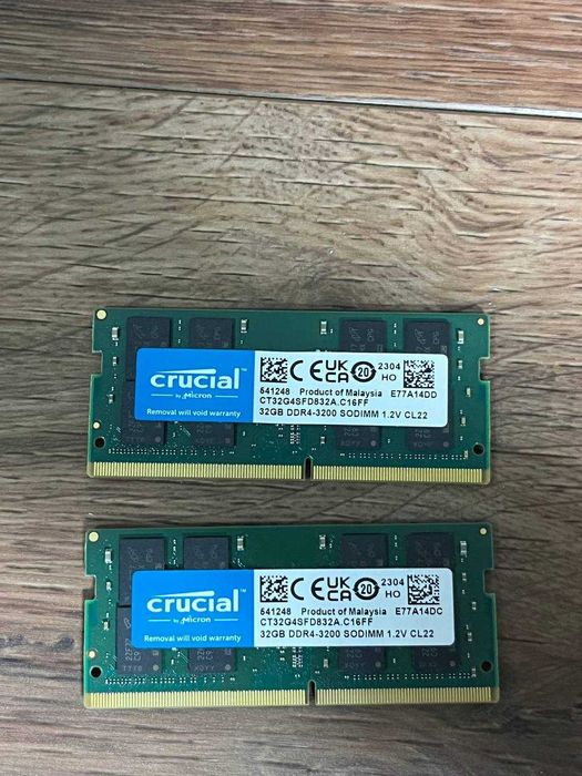 Оперативная память Crucial 2Х32GB SO-DIMM DDR4 3200 MH\ 4600 грн