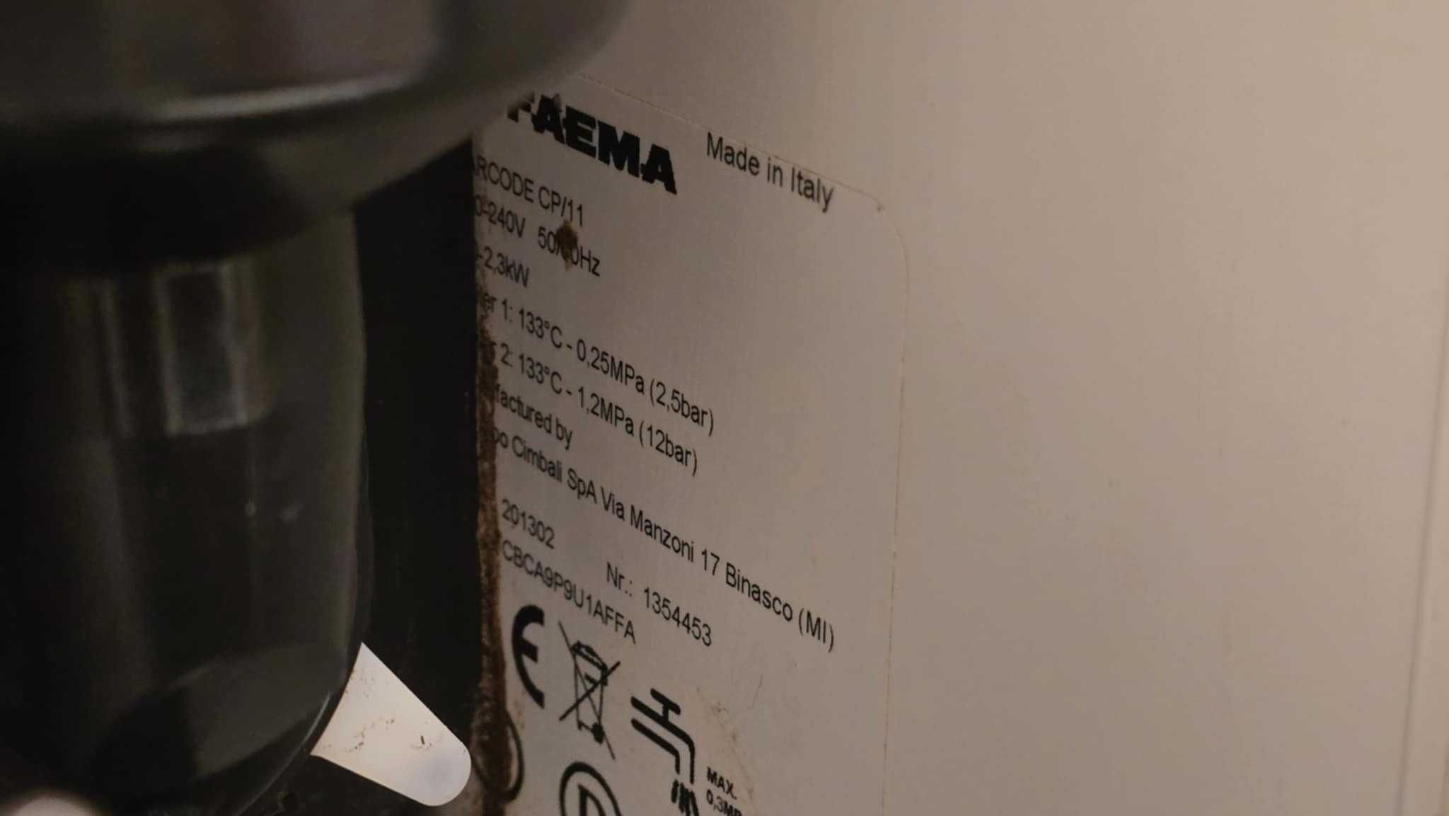 Ekspres do kawy Faema, Barcode