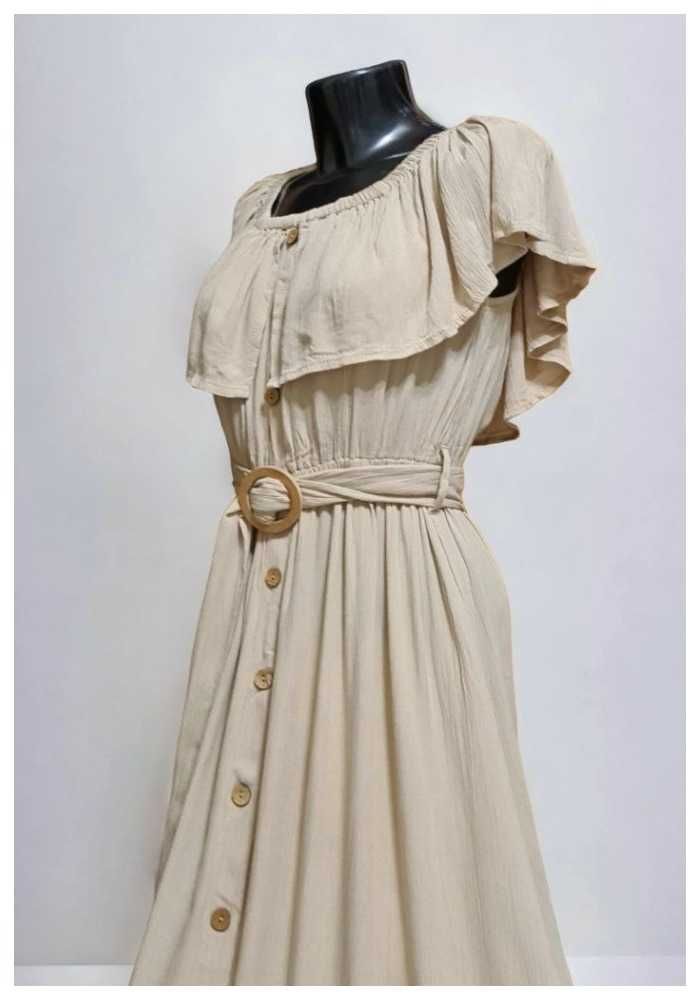 Платье длинное миди с воланом вискоза Pepco, р. XS/S