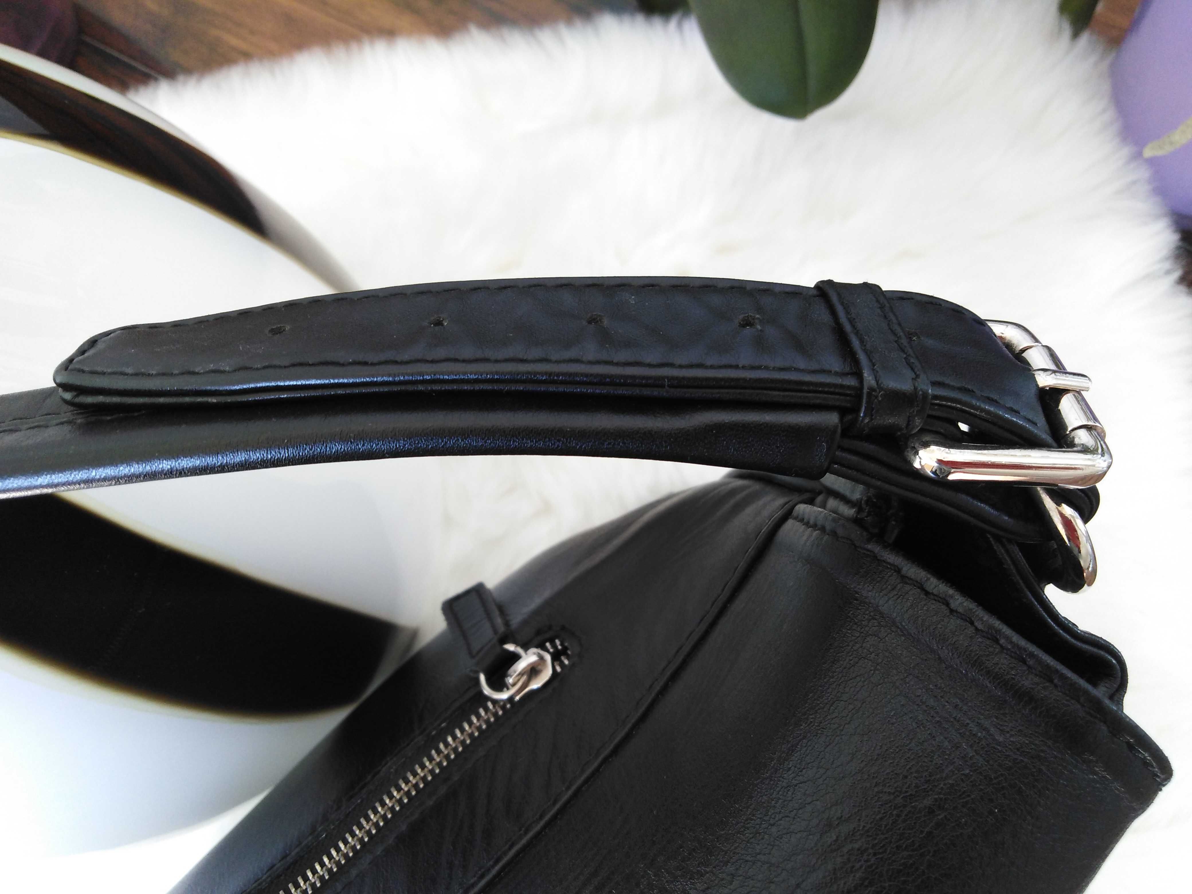 Unique leather fur bag Handmade Luksusowa duża czarna skórzana torebka