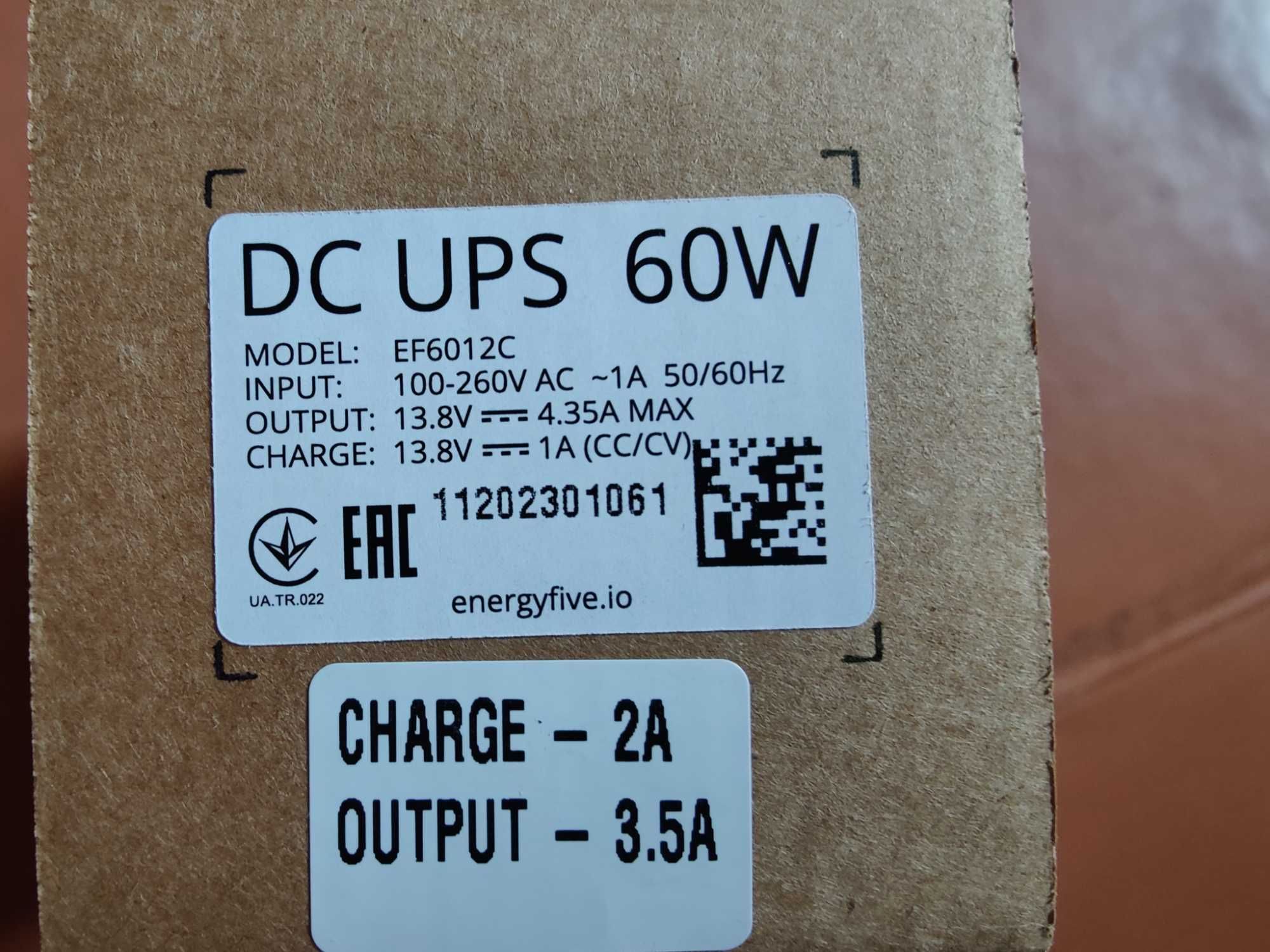 DC UPS 12V Energyfive Proline 60W  + LiFePo4 Аккумулятор 6Ah LFP