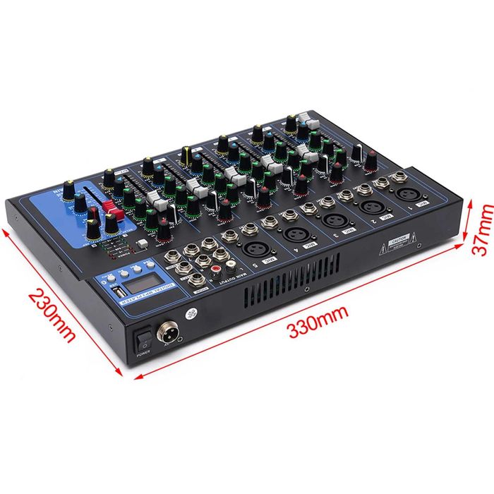 NOWY 7-kanałowy mikser audio z Bluetooth i USB wejścia XLR, pogłos