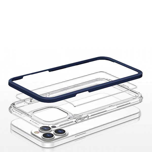 Clear 3in1 etui do iPhone 13 Pro Max żelowy pokrowiec z ramką niebiesk