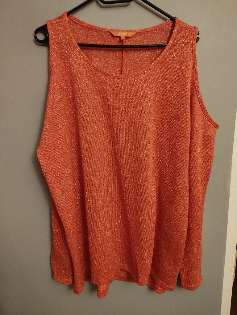 Lekki pomarańczowy sweter brokatowy odkryte ramiona Next 48