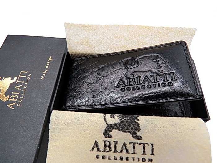Skórzany KLIPS NA BANKNOTY Pieniądze ABIATTI SKÓRA Na Mocny Magnes