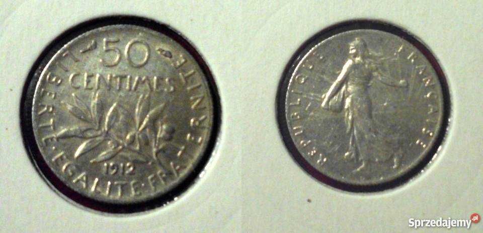 FRANCJA - 50 centimes 1912, 1915 - SREBRO