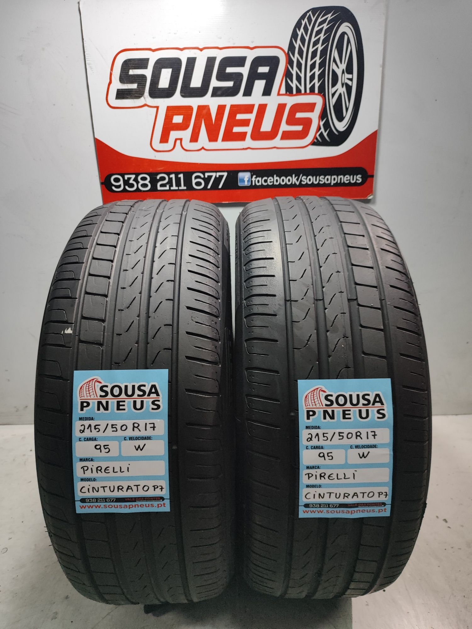 2 Pneus semi novos Pirelli Cinturato P7 215/50R17  95W Oferta da Entre