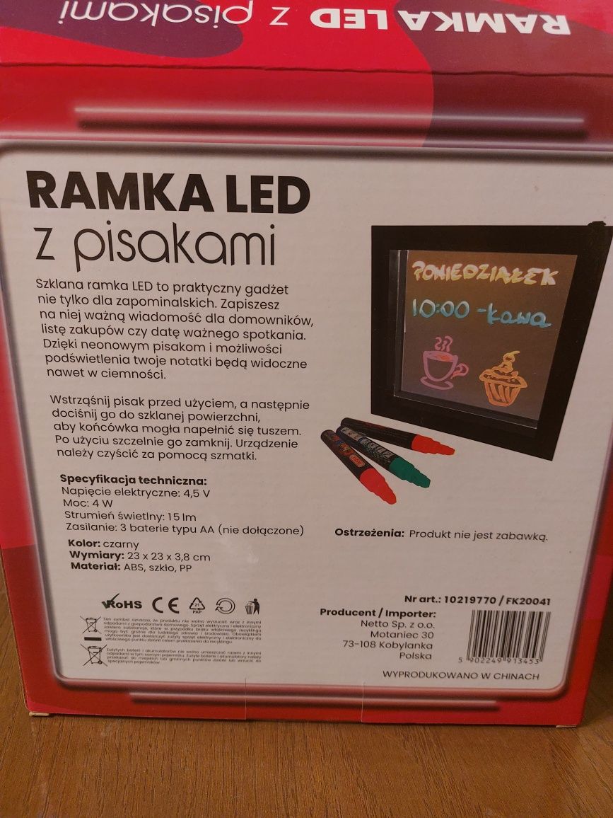 Ramka LED z pisakami