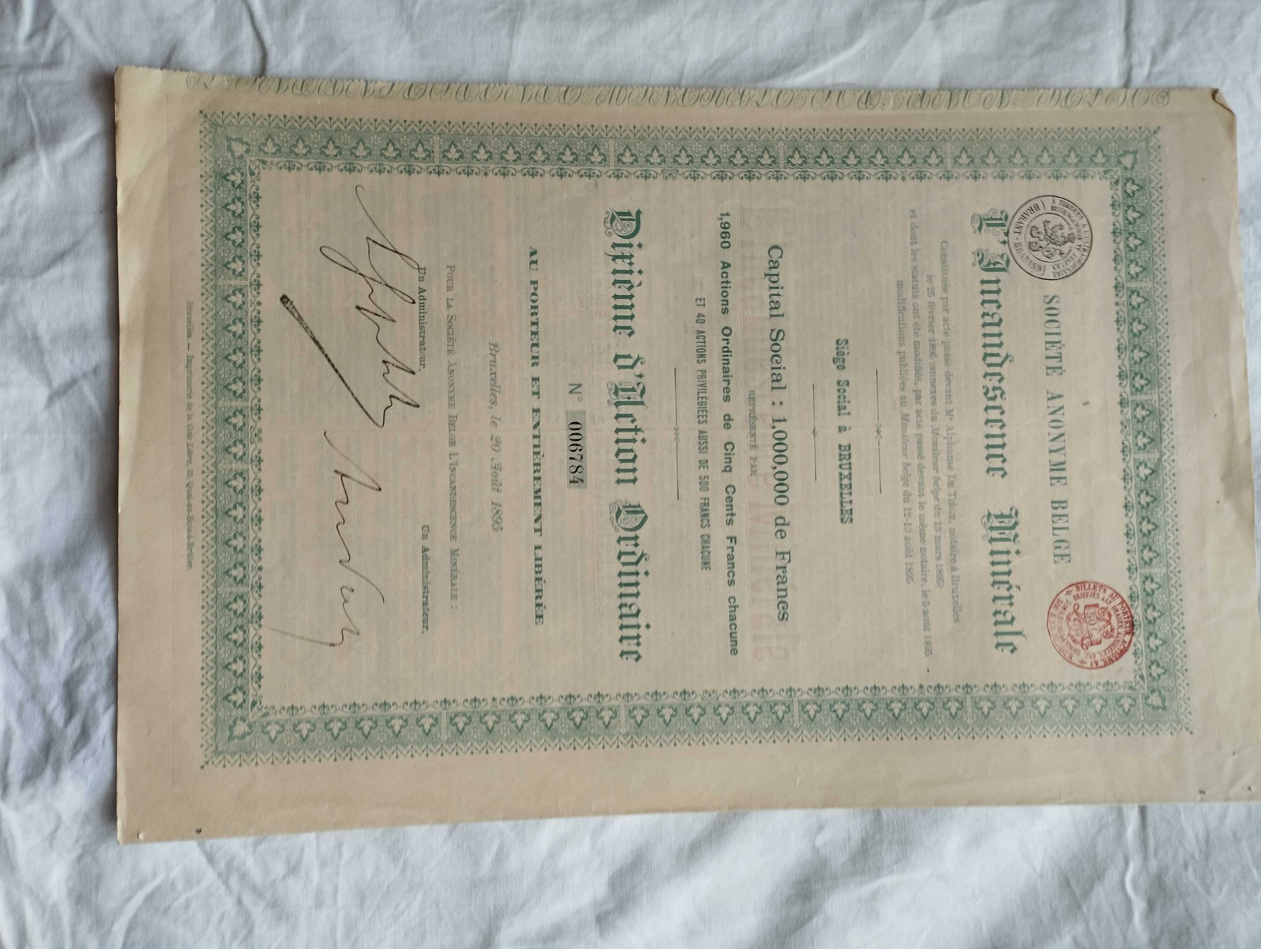 Zbiór starych papierów wartościowych z XIX wieku
