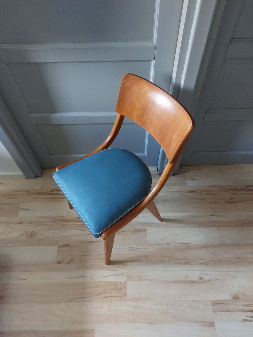 krzesło vintage skoczek drewniane tapicerowane