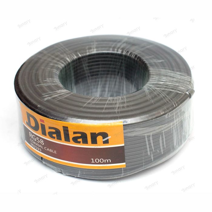 Кабель RG-58U Dialan RG58U CCA (черний) 0.8мм моно жила Бухта 100м