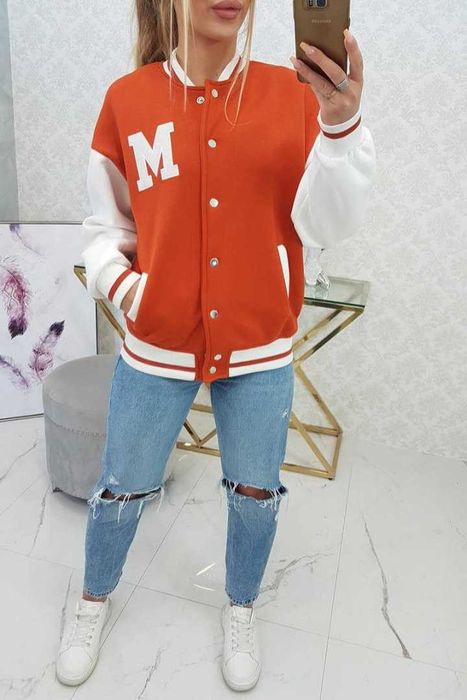 Bluza ocieplana bejsbolówka pomarańczowa bomberka