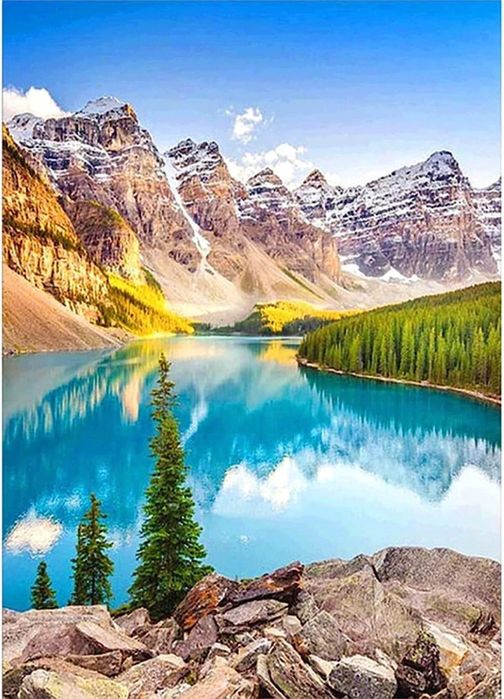 Malowanie po Numerach Jezioro Pejzaż Obraz z Ramą