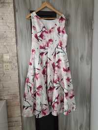 Suknia sukienka w kwiaty z kieszeniami