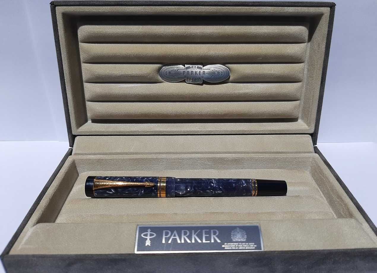 PARKER Duofold Marble Blue Centennial Vintage Gold 18k-750