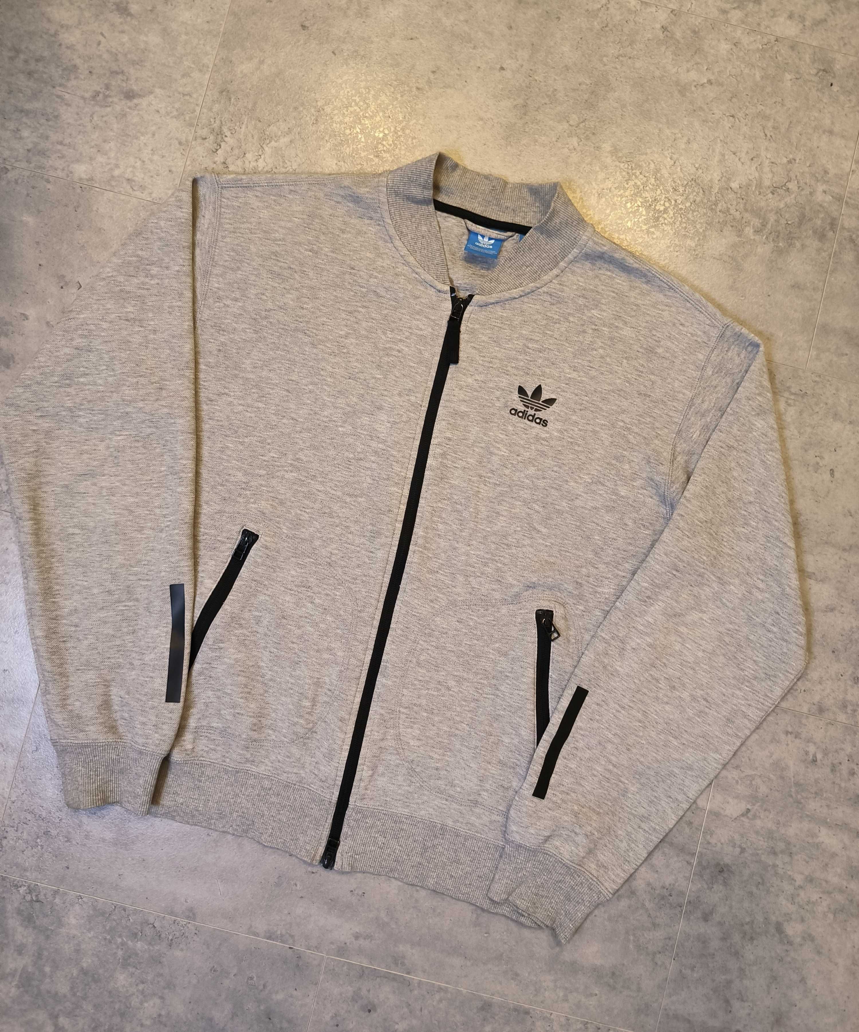 Bluza Rozpinana Adidas Małe Logo Zip Szara