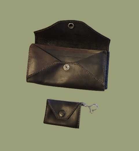 Zestaw damski portfel skózany + bilonówka portmonetka handmade