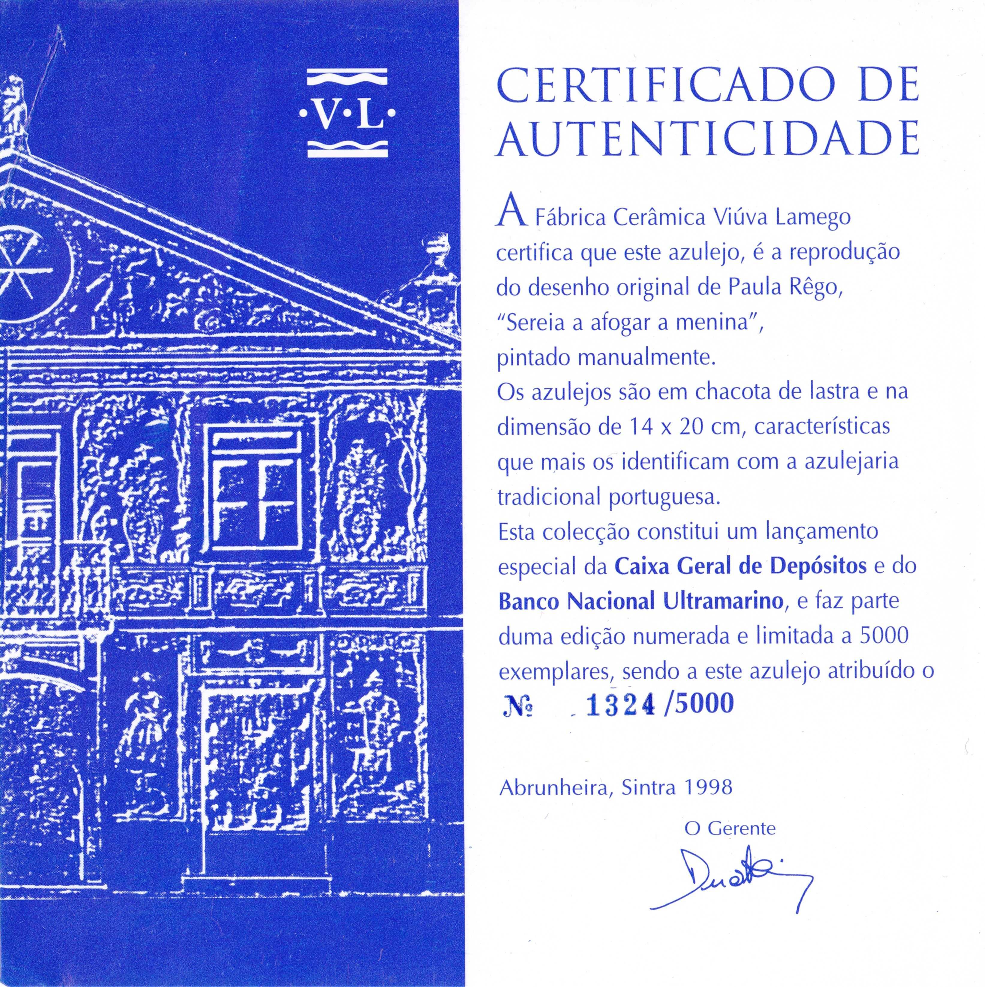 Paula Rego "Sereia Afogando Menina" com certificado - Viúva Lamego