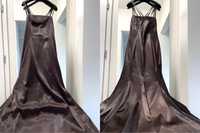 Czekoladowa sukienka satynowa maxi damska M Orsay