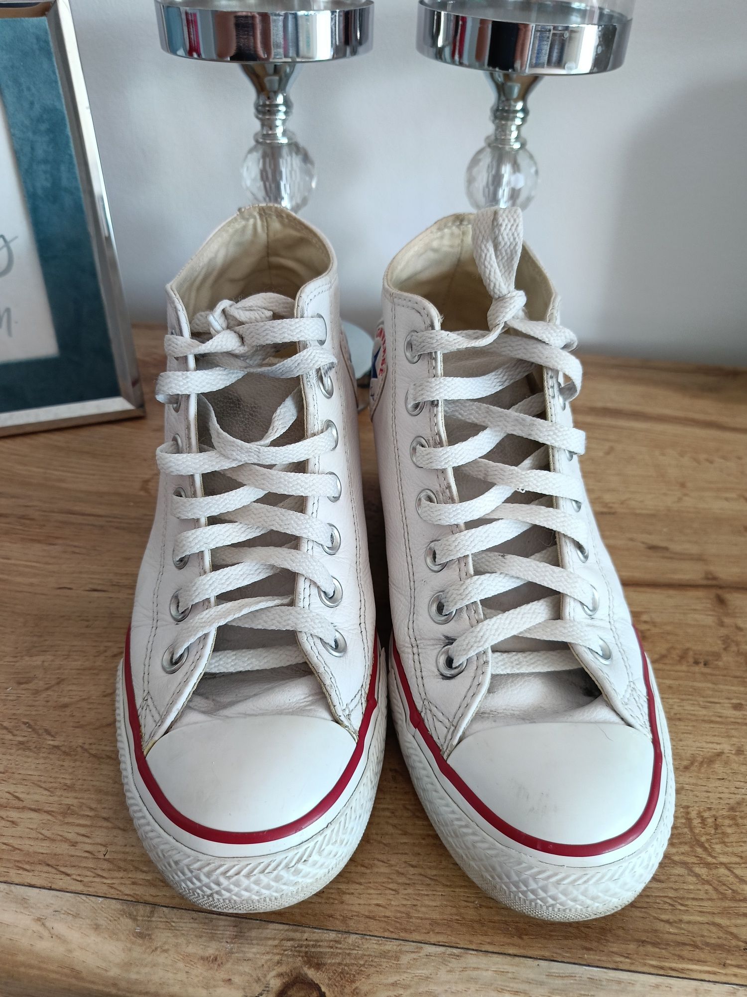 Trampki all Star Converse koturn 40 białe skórzane