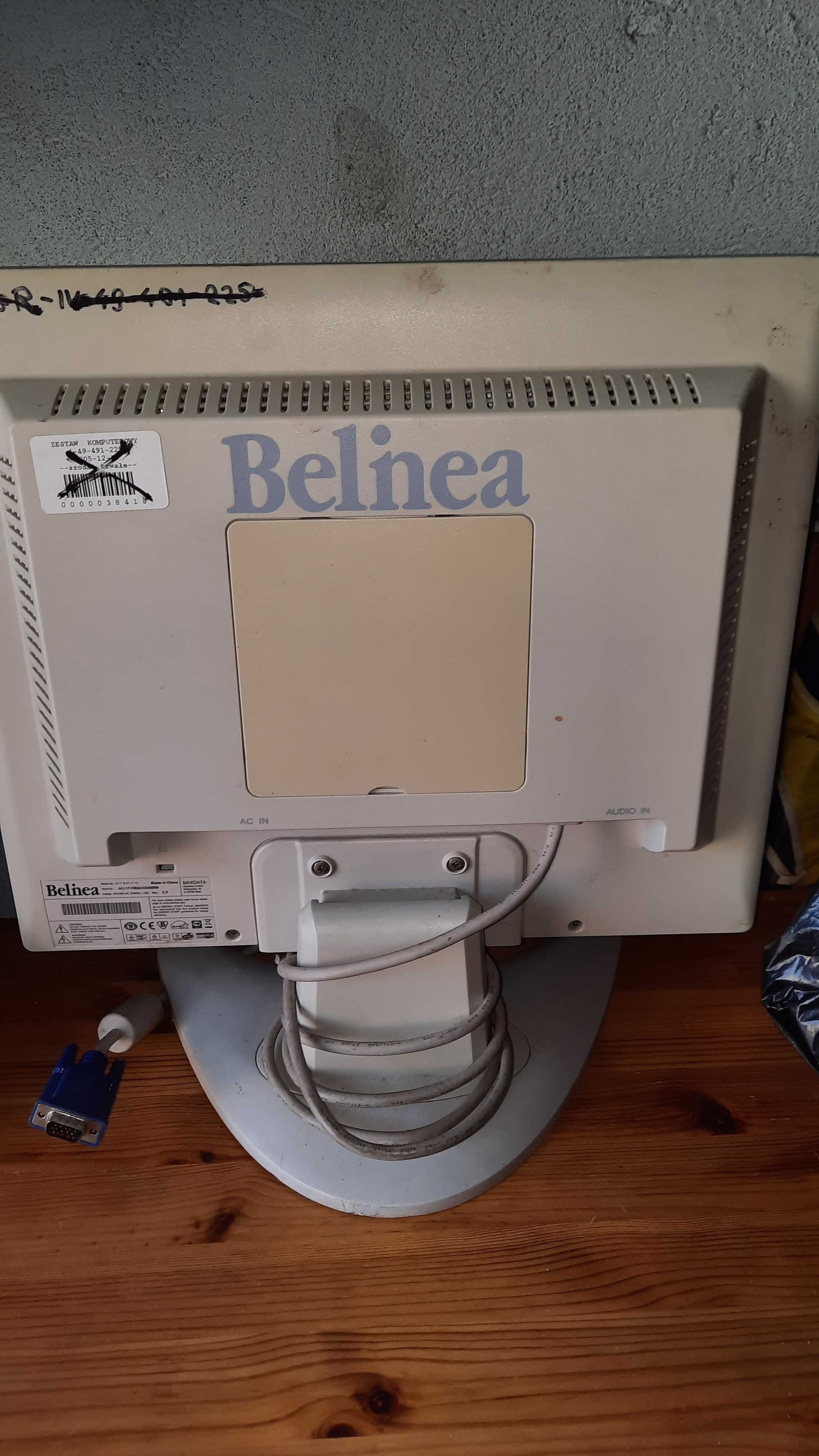 Monitor Belnea lekki, drukarki HP atrament,anteny telewizyjne z kablem