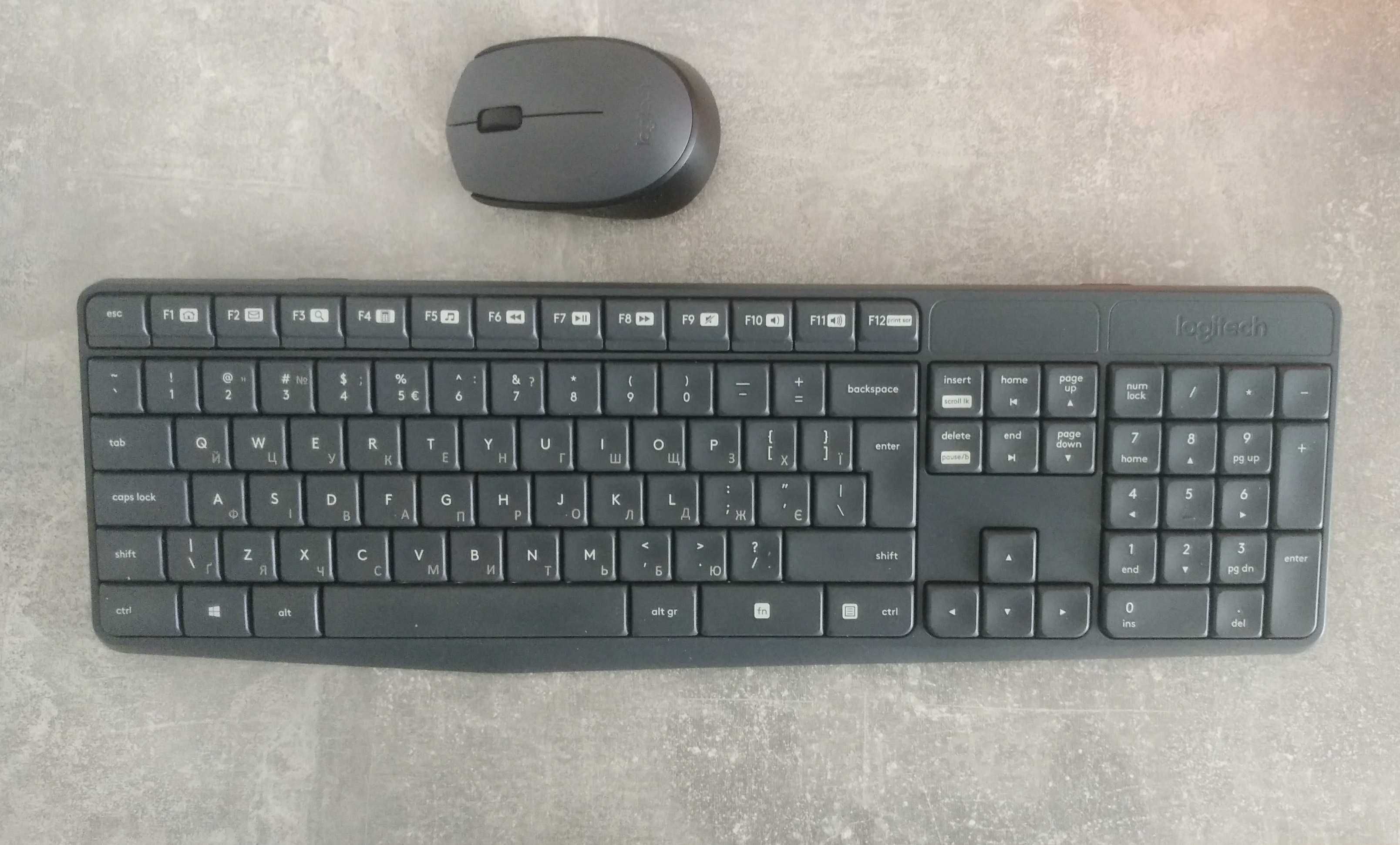 Комплект клавіатура+миша Logitech MK235 Wireless Us/Ukr Black