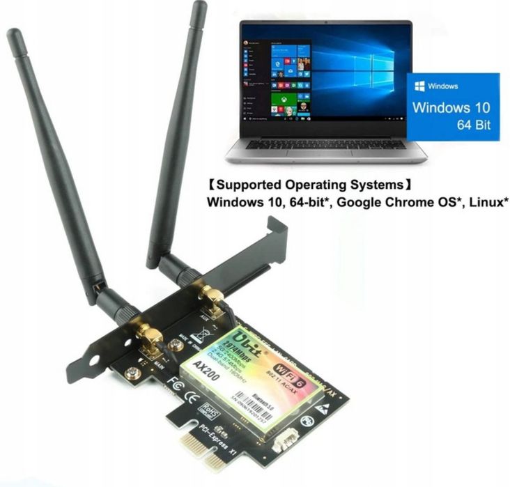 Karta sieciowa wewnętrzna Ubit AX200 WIFI 6 2974Mb