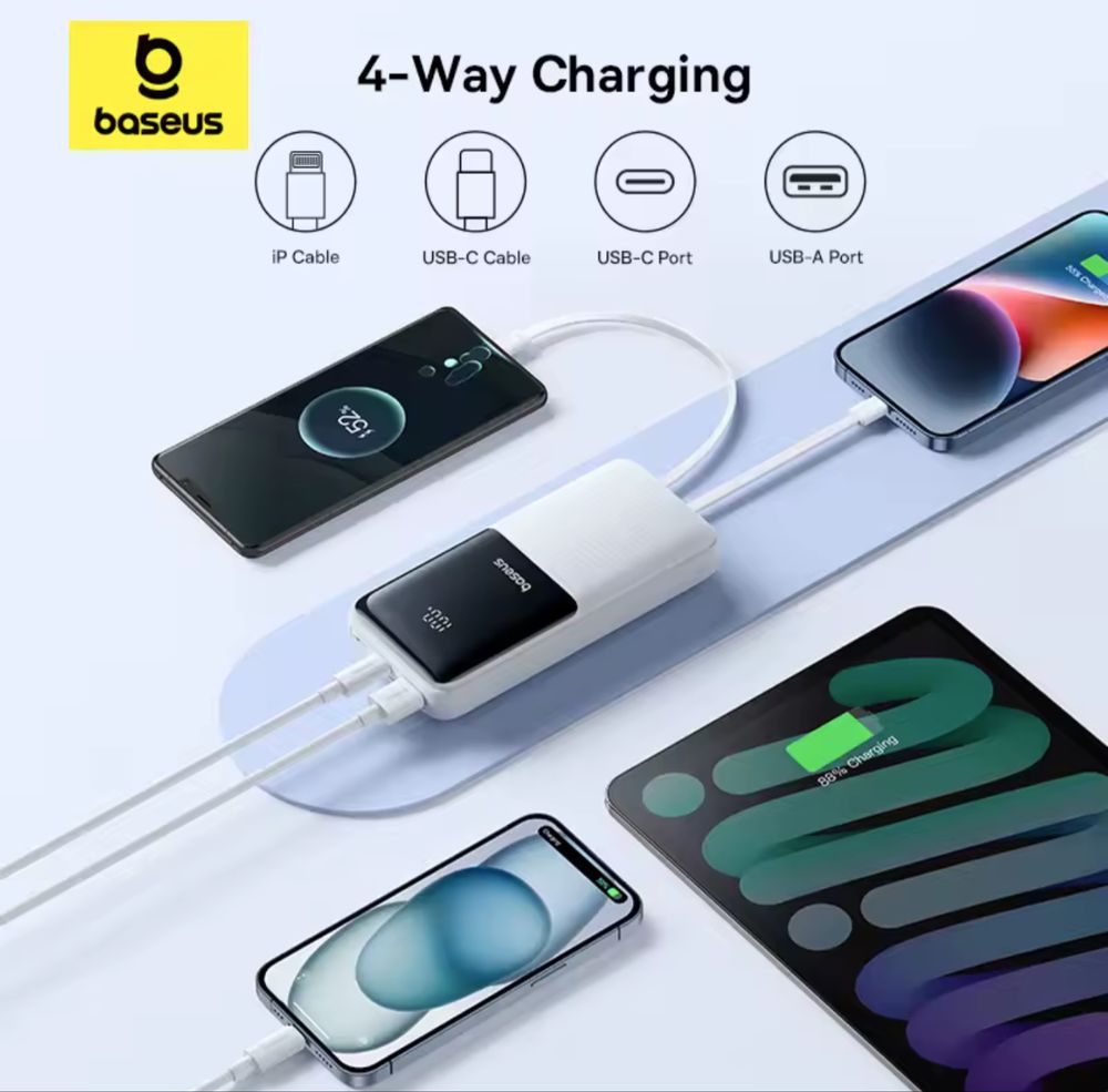 Baseus power bank павербанк 20000 с кабелем встроенным/ UGREEN 20000mA