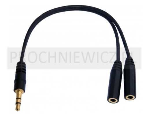 Wtyk Jack 3,5mm - 2x gniazdo Jack 3,5mm czarny 2szt