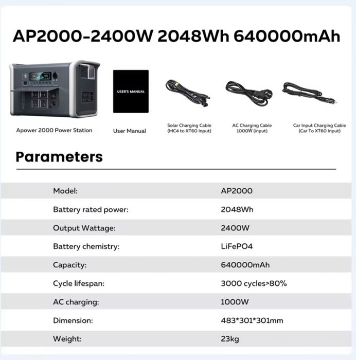 APower 2000 Wh Вт год 2600W Вт зарядна станція