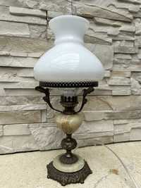 Stara mosiezna lampka mosiądz marmur porcelana jak naftowa