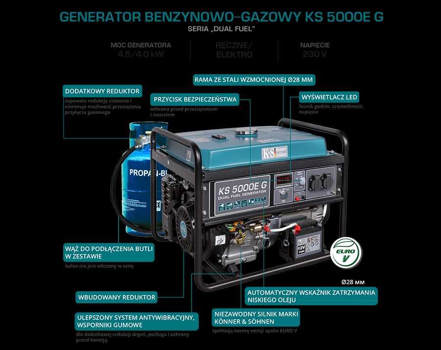 Agregat generator K&S hybrydowy KS 5000EG Könner&Söhnen 4,5kW, od ręki