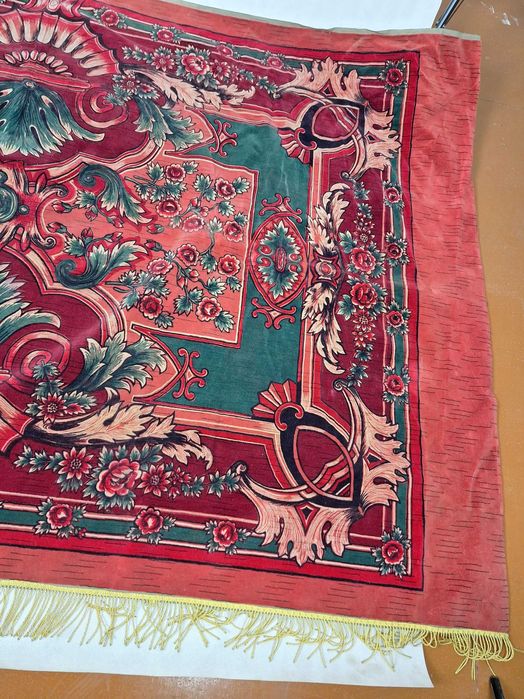 stary secesyjny welurowy kilim, obrus, narzuta