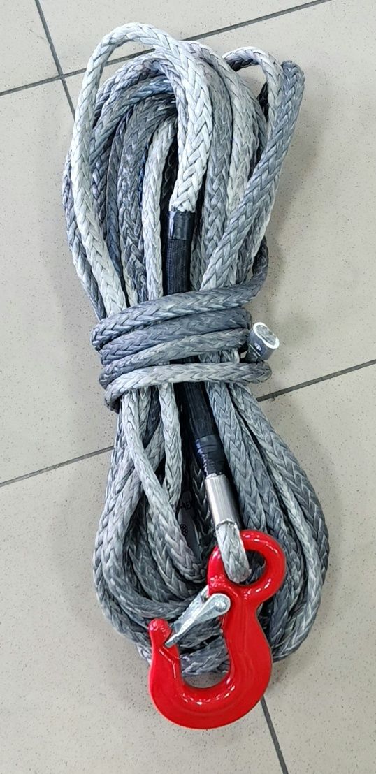 Lina syntetyczna do wyciągarki 10mm 15m z hakiem