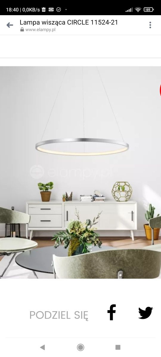 Lampa LED circle koło srebrna chrom