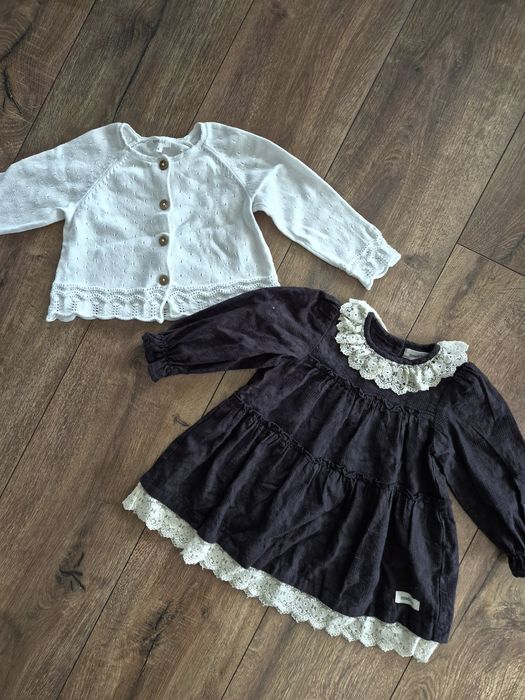 Śliczny komplecik Newbie rozmiar 74 sukieneczka i sweterek idealne na