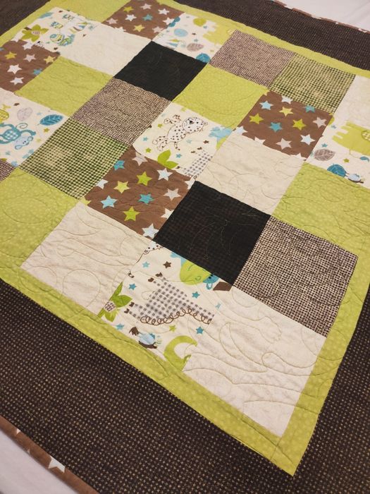 Kocyk dla dziecka102*90 patchwork rękodzieło bawełna kwadrat wzory koc